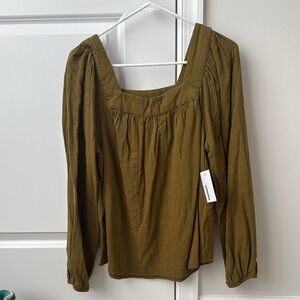 Women's Olive Green Long Sleeve Top